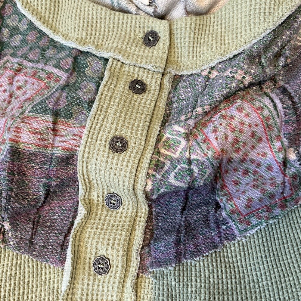 New Pol Long Sleeve Patchwork Top - image 5